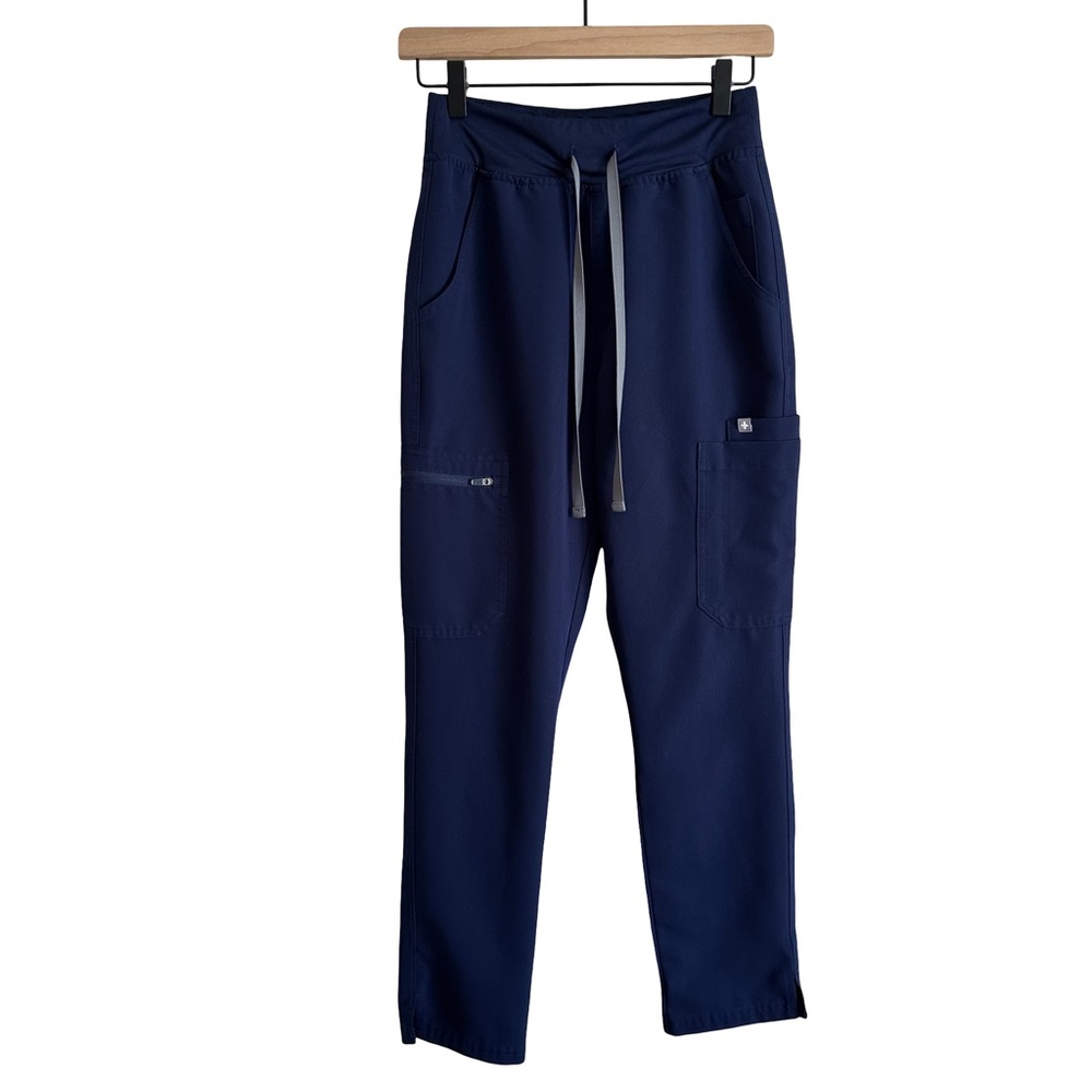 Figs High Waisted Yola Skinny Scrub Pants Bottoms Navy Blue W22SW2013 XS P